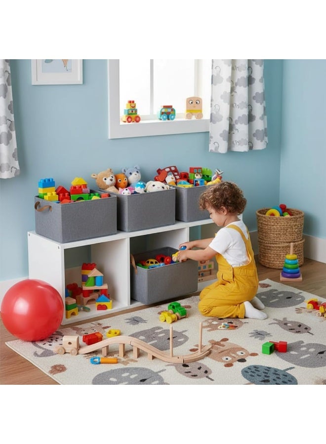 بيوينتي سلال تخزين خزانة قماشية كبيرة قابلة للطي، منظِّمات خزانة قابلة للطي بمقابض، سلال مفتوحة قابلة للطي زخرفية لتنظيم الملابس والألعاب وأرفف غرف الأطفال - Image 2